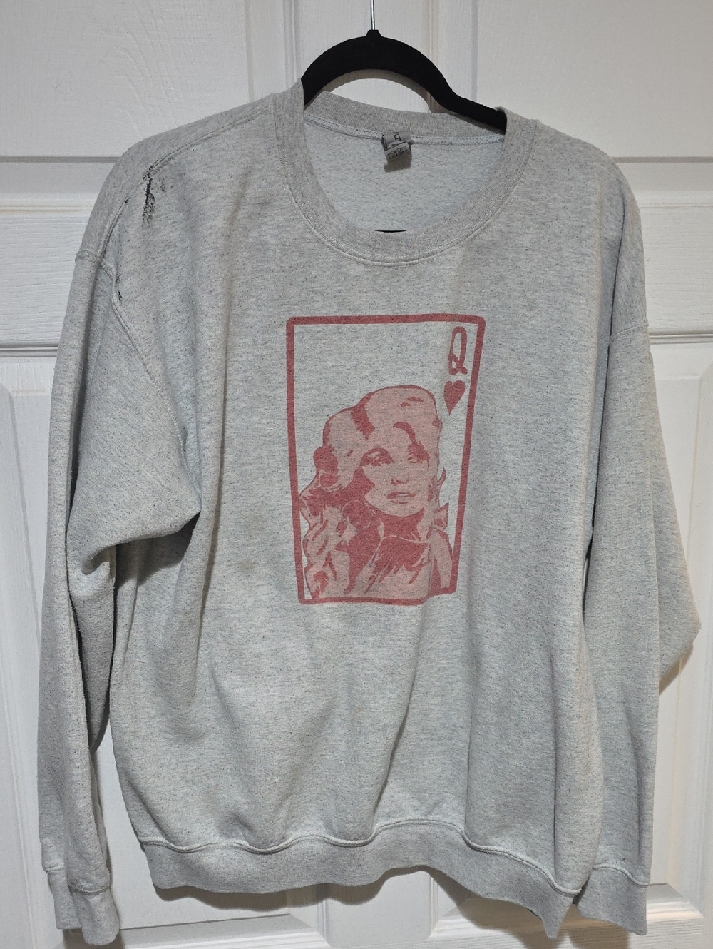 Gray Sweatshirt with Pink Queen of Hearts Graphic